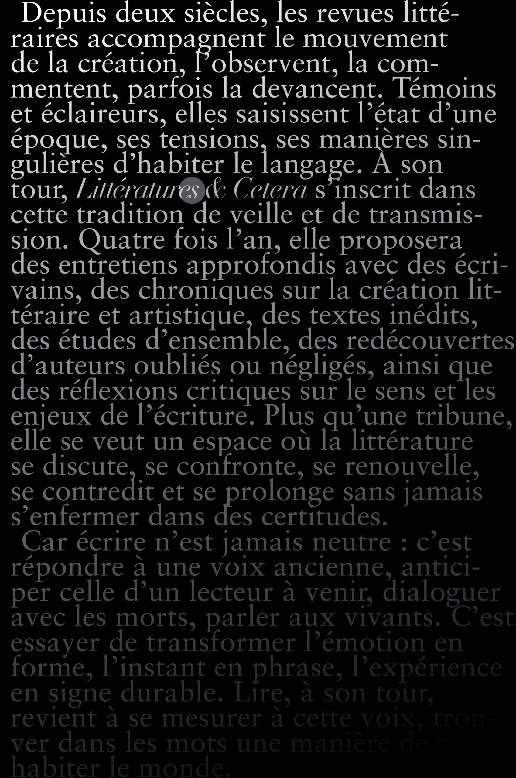 Littératures & Cetera #02 - Version PAPIER